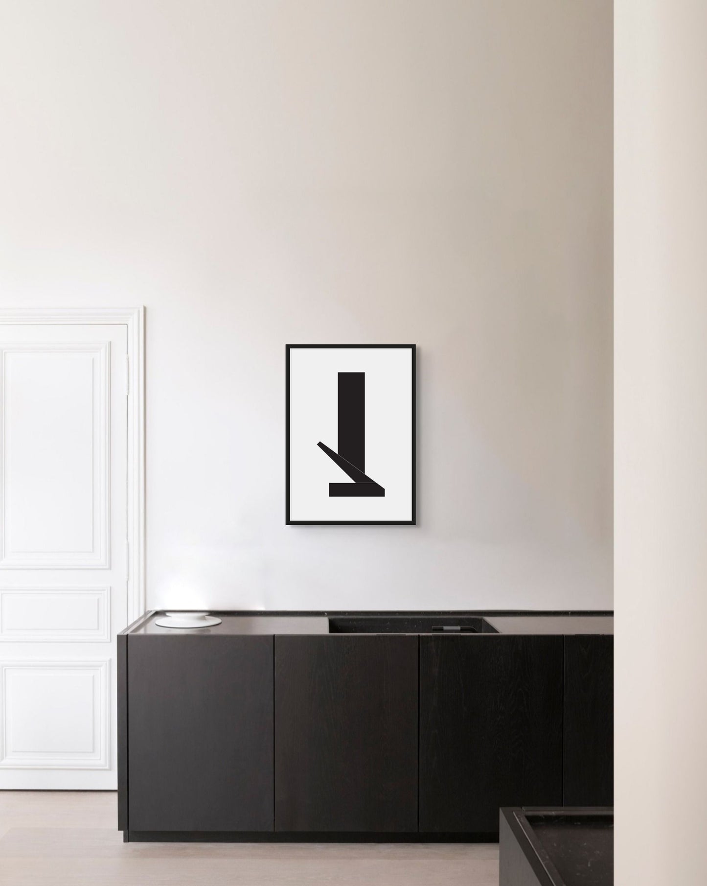 Theorie von Schwarz, contemporary abstract artwork of geometry and colour, Front View on the walll