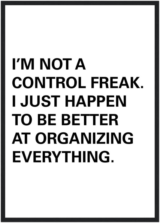 Control Freak minimal art print framed poster, Front View