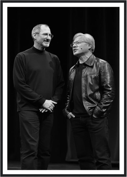 Steve Jobs and Jensen Huang Contemporary Art Framed Poster, Front View
